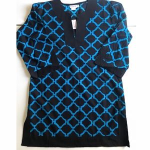 Black and Turquoise Tunic by Top It Off